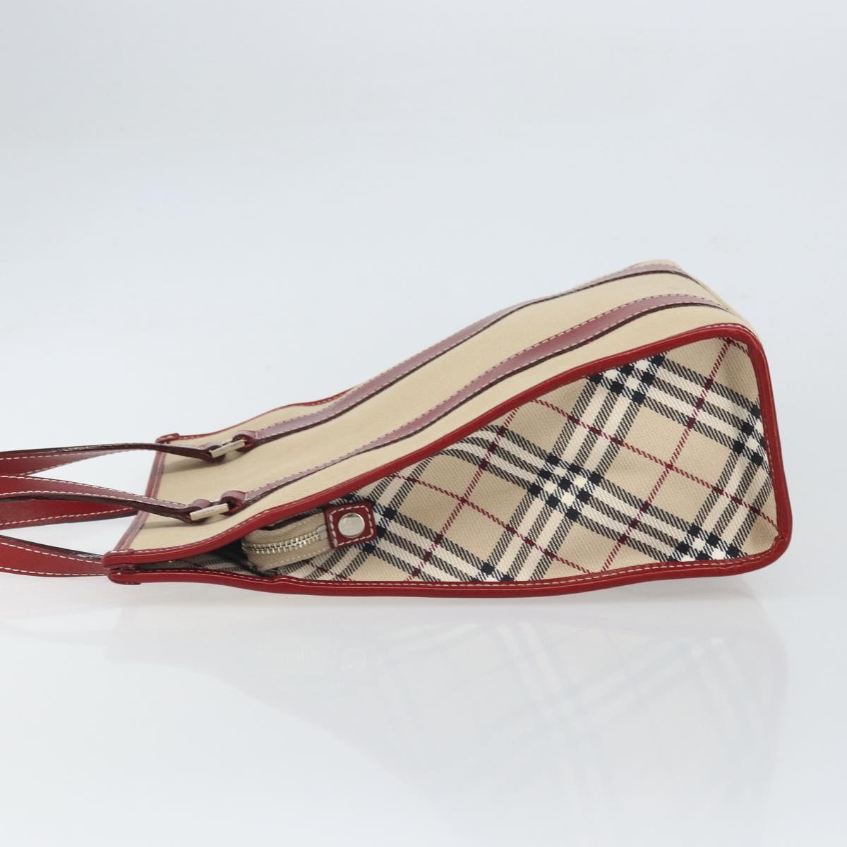 BURBERRY Blue Label Tote Bag Canvas Beige Silver Auth SW2026