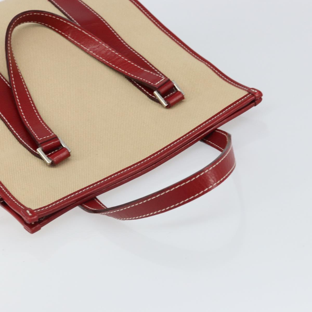 BURBERRY Blue Label Tote Bag Canvas Beige Silver Auth SW2026