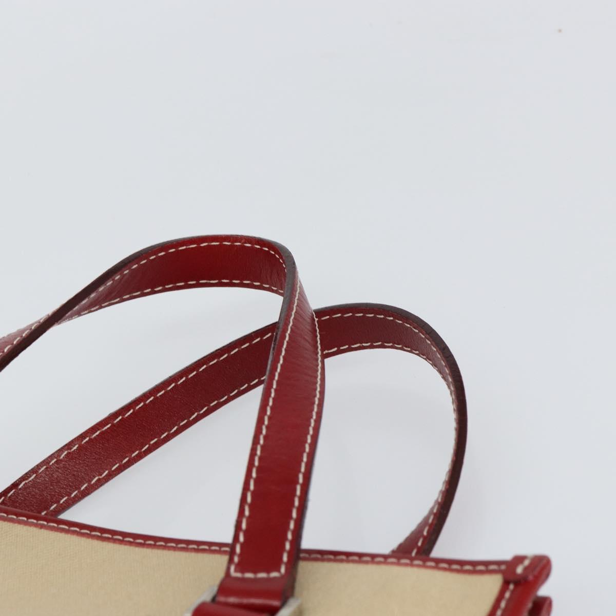 BURBERRY Blue Label Tote Bag Canvas Beige Silver Auth SW2026