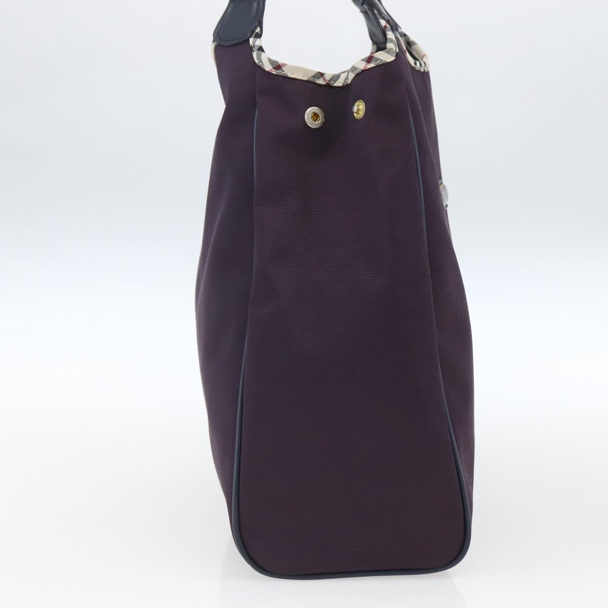 BURBERRY Nova Check Tote Bag Nylon Purple Gold Auth SW2029