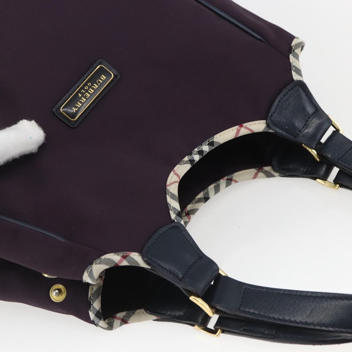 BURBERRY Nova Check Tote Bag Nylon Purple Gold Auth SW2029