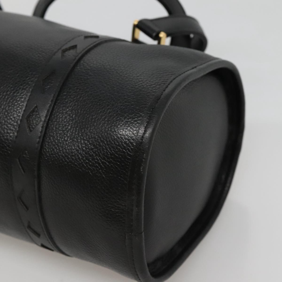 SAINT LAURENT Hand Bag Leather Black Auth sw203