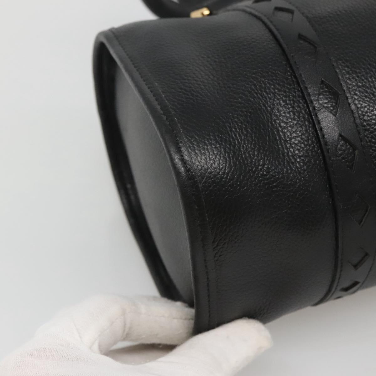 SAINT LAURENT Hand Bag Leather Black Auth sw203