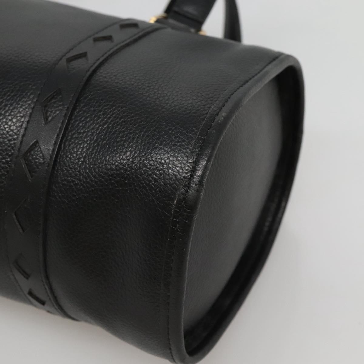 SAINT LAURENT Hand Bag Leather Black Auth sw203