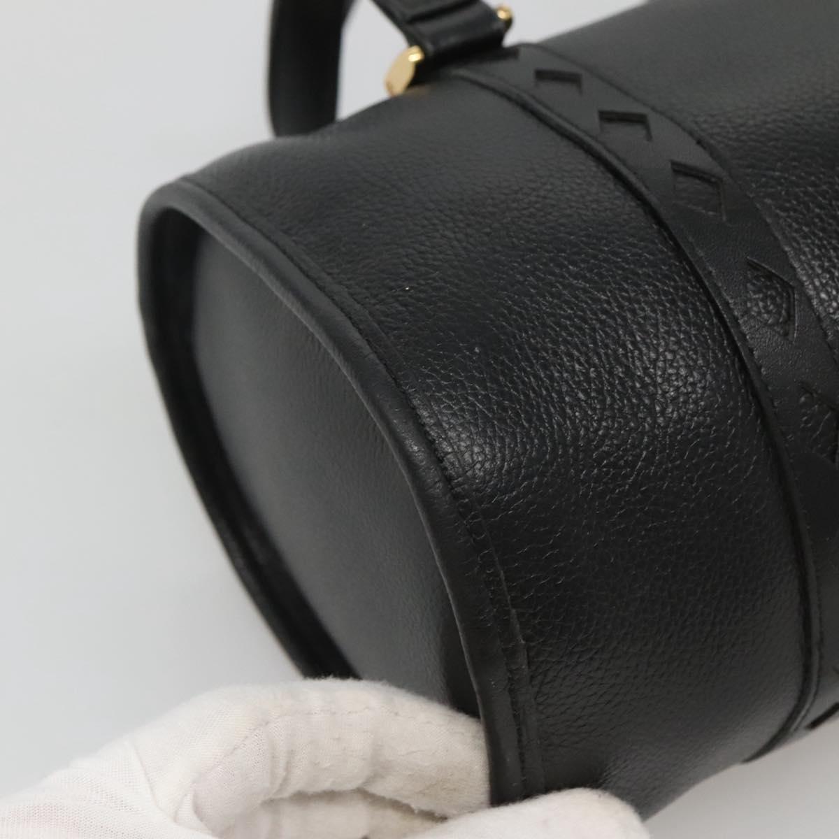 SAINT LAURENT Hand Bag Leather Black Auth sw203