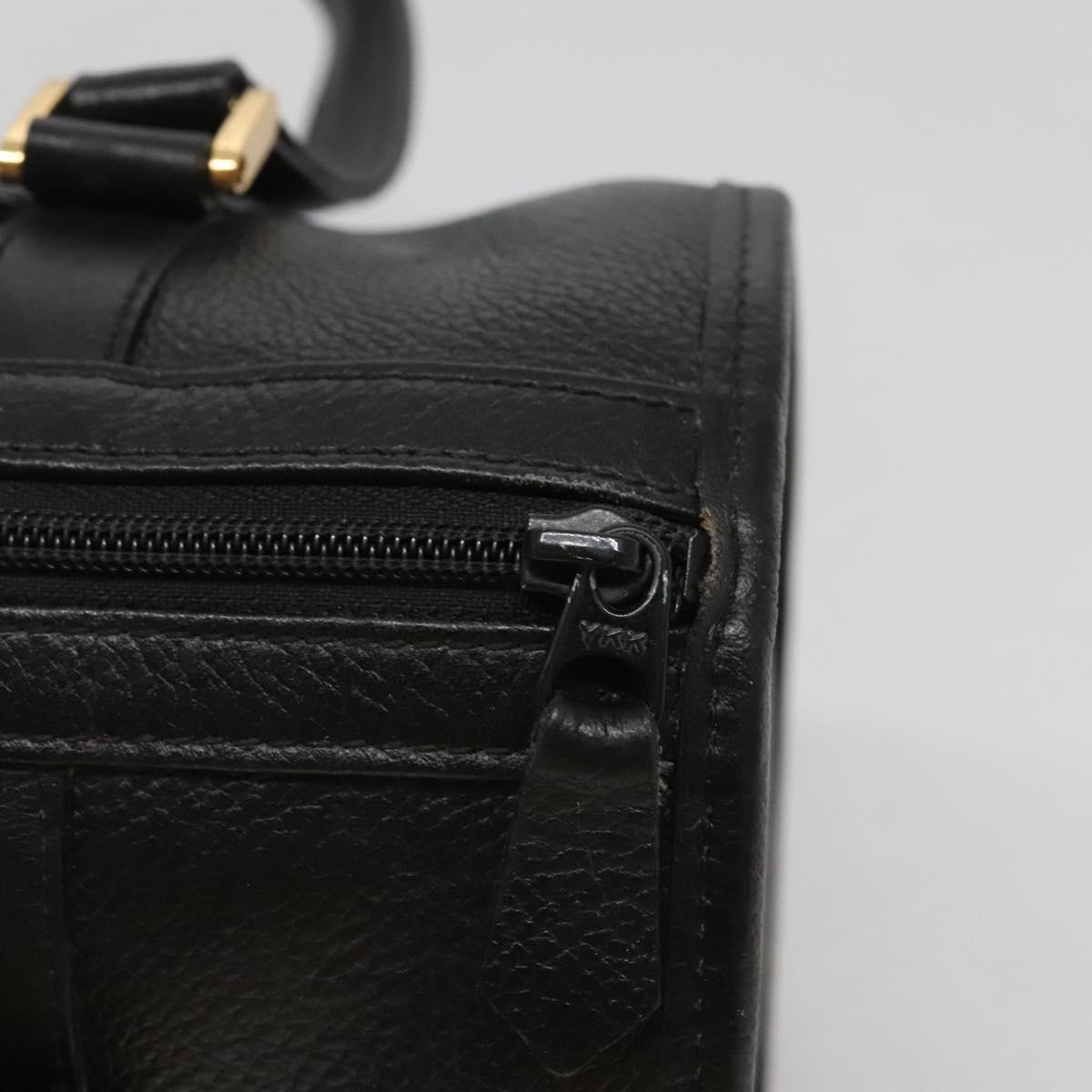 SAINT LAURENT Hand Bag Leather Black Auth sw203