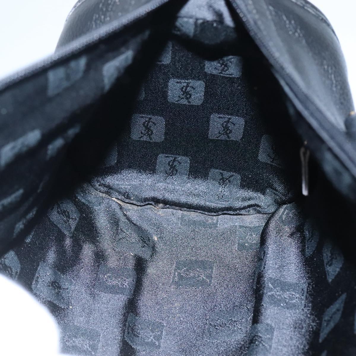 SAINT LAURENT Hand Bag Leather Black Auth sw203