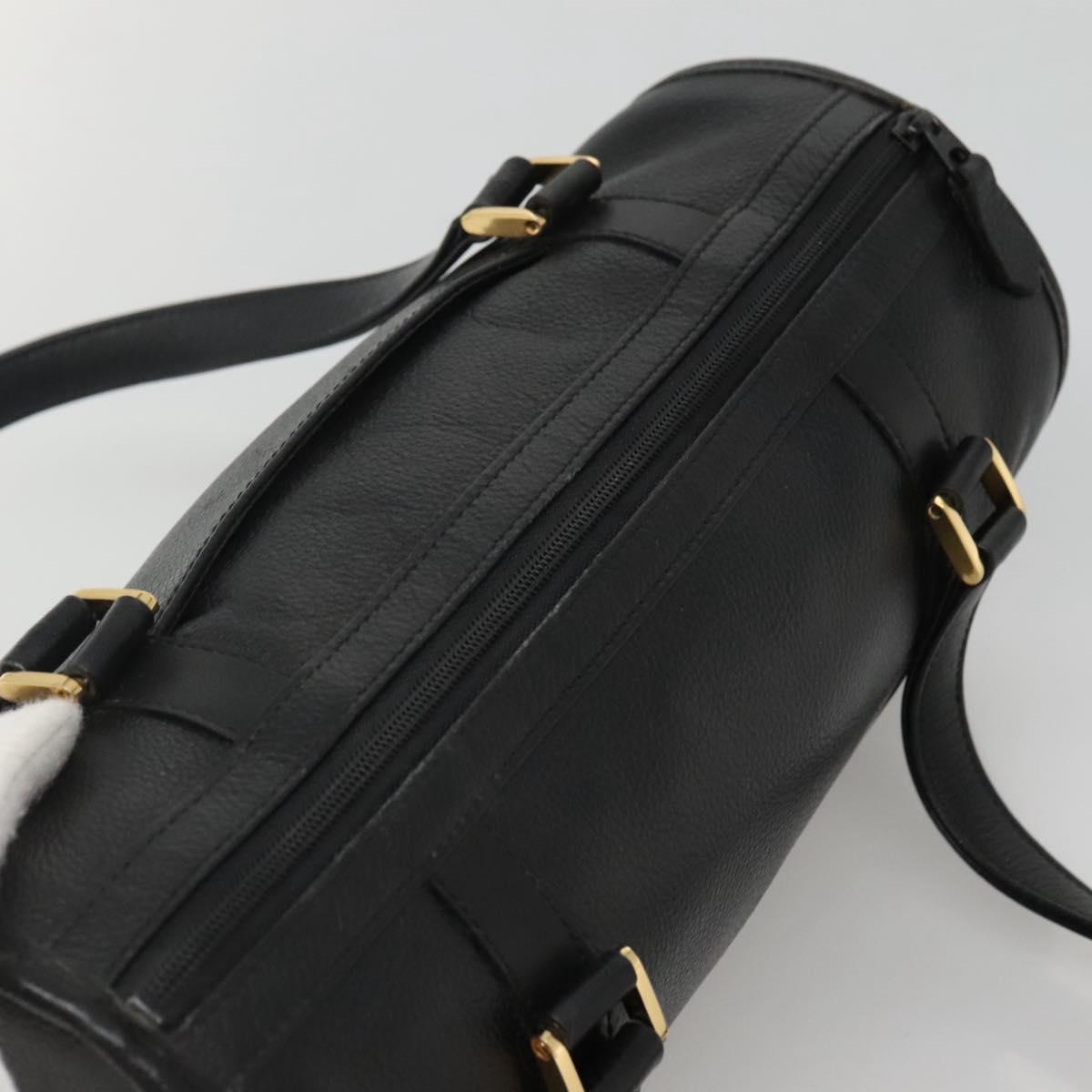 SAINT LAURENT Hand Bag Leather Black Auth sw203