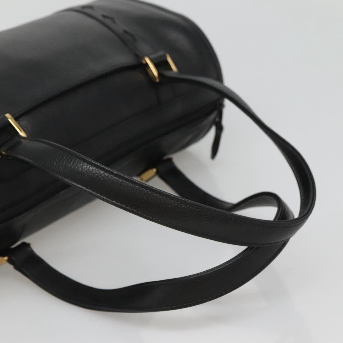 SAINT LAURENT Hand Bag Leather Black Auth sw203