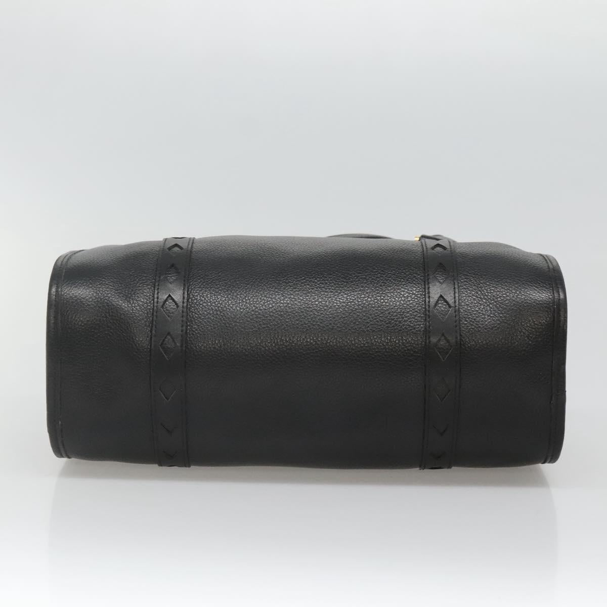 SAINT LAURENT Hand Bag Leather Black Auth sw203