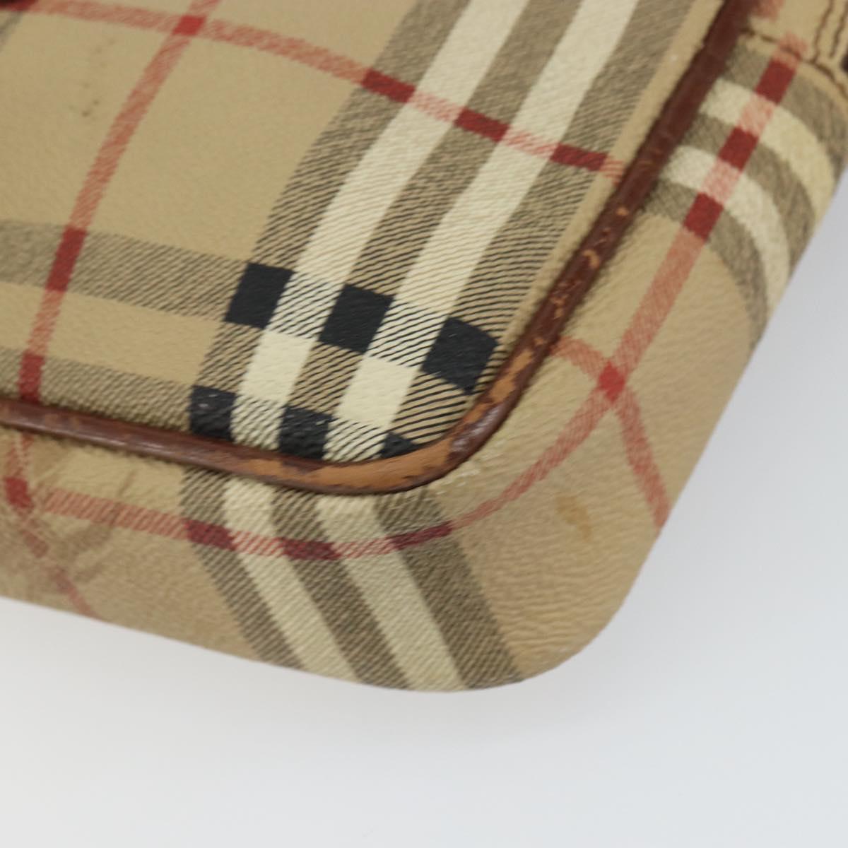 Burberrys Nova Check Clutch Bag PVC Beige Auth SW2033