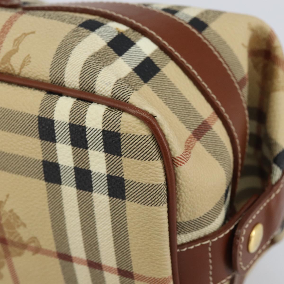 Burberrys Nova Check Clutch Bag PVC Beige Gold Auth SW2034