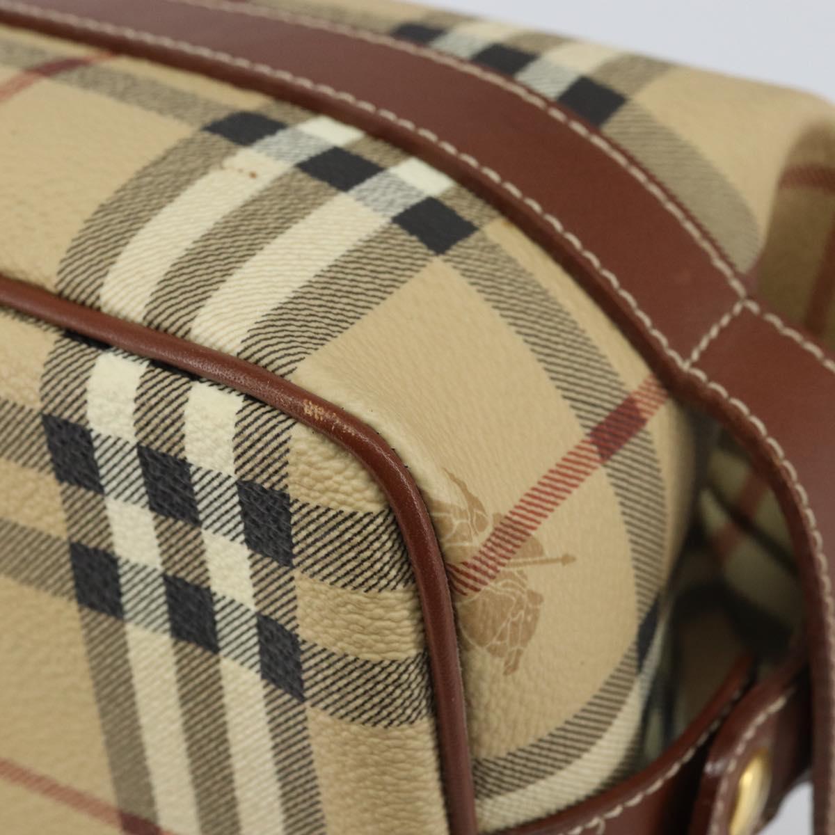 Burberrys Nova Check Clutch Bag PVC Beige Gold Auth SW2034