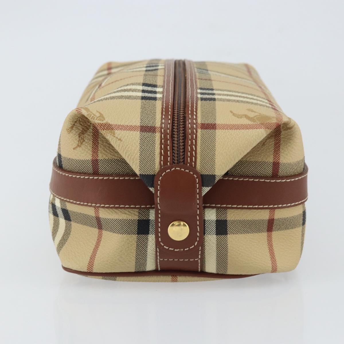 Burberrys Nova Check Clutch Bag PVC Beige Gold Auth SW2034