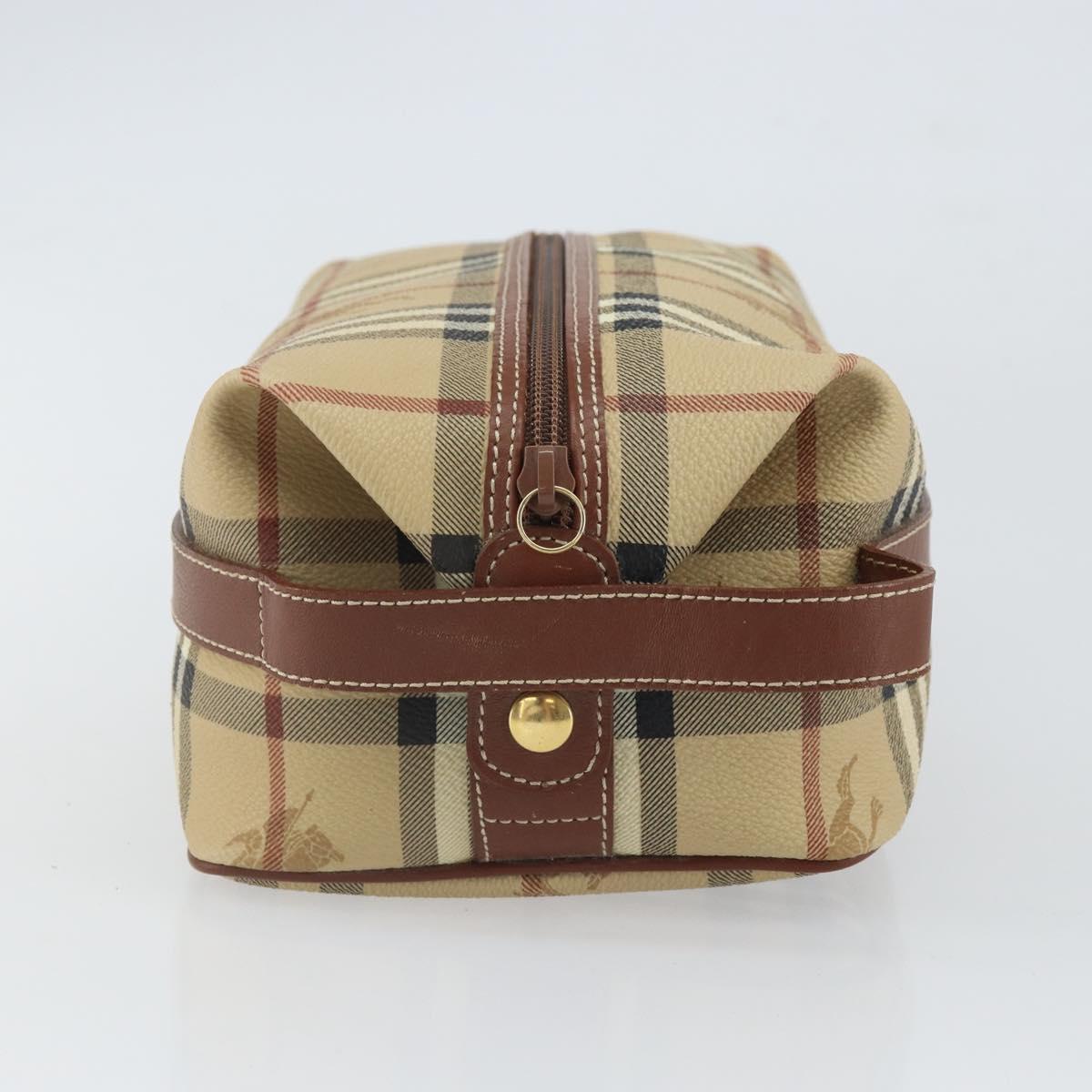 Burberrys Nova Check Clutch Bag PVC Beige Gold Auth SW2034