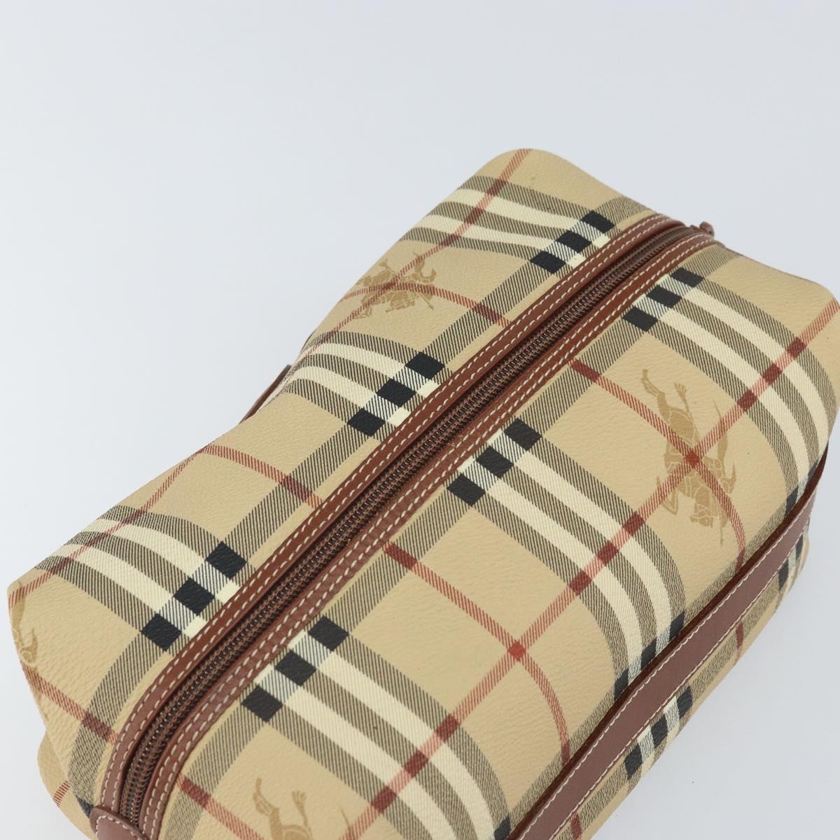 Burberrys Nova Check Clutch Bag PVC Beige Gold Auth SW2034