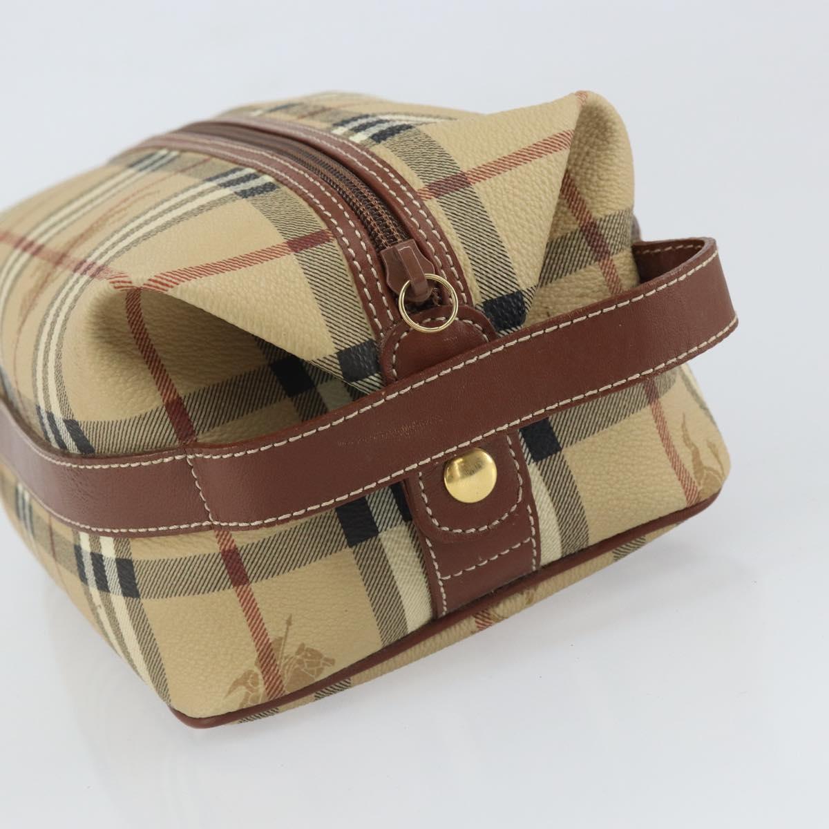 Burberrys Nova Check Clutch Bag PVC Beige Gold Auth SW2034