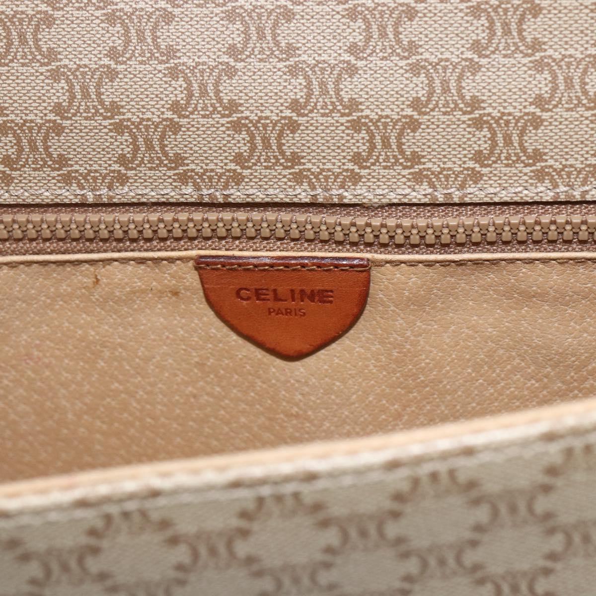 CELINE Macadam Canvas Shoulder Bag PVC Beige Gold Auth SW2037