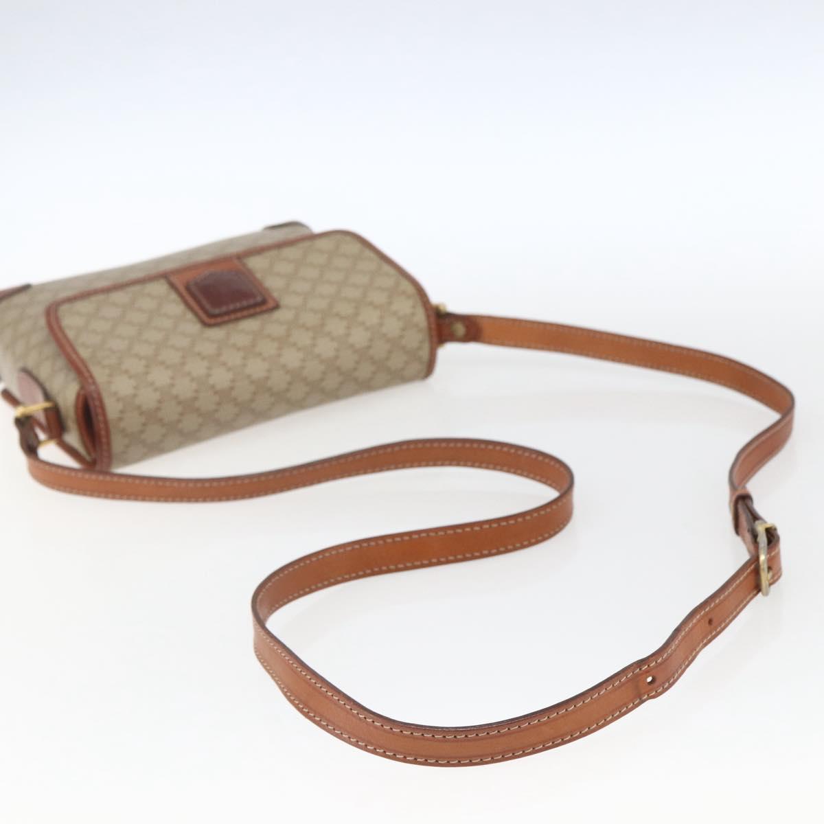 CELINE Macadam Canvas Shoulder Bag PVC Beige Gold Auth SW2037