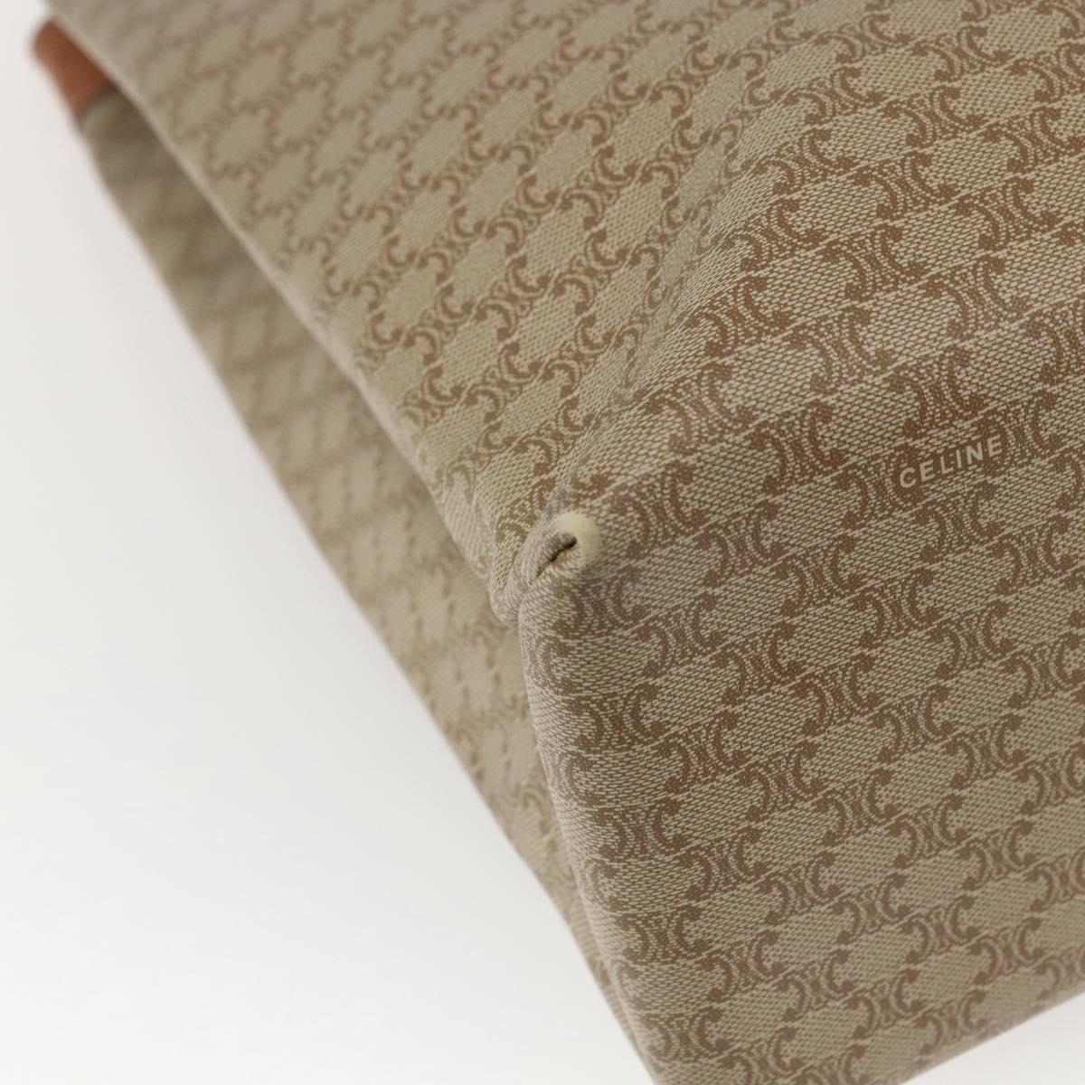 CELINE Macadam Canvas Tote Bag PVC Beige Gold Auth SW2038