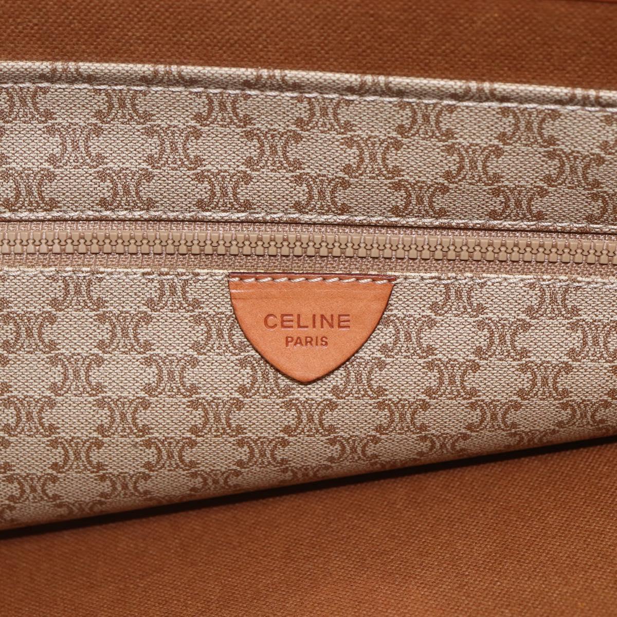 CELINE Macadam Canvas Tote Bag PVC Beige Gold Auth SW2038