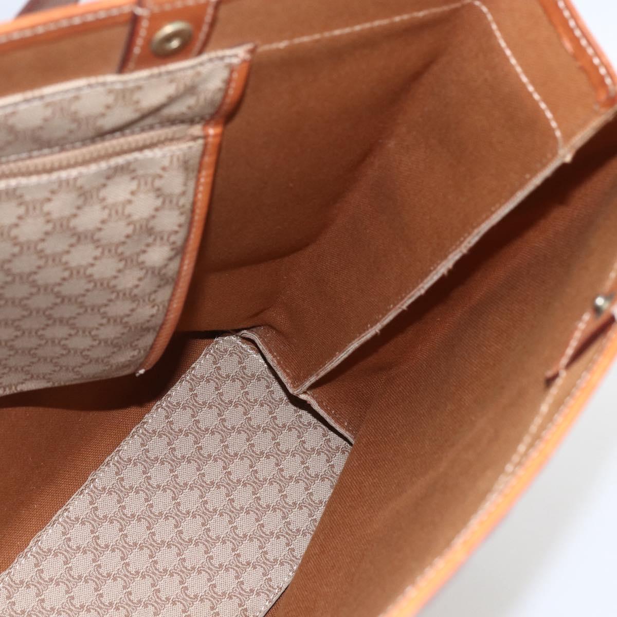 CELINE Macadam Canvas Tote Bag PVC Beige Gold Auth SW2038