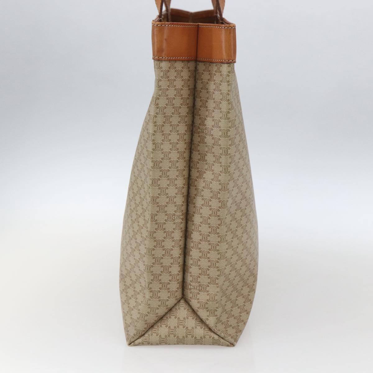 CELINE Macadam Canvas Tote Bag PVC Beige Gold Auth SW2038
