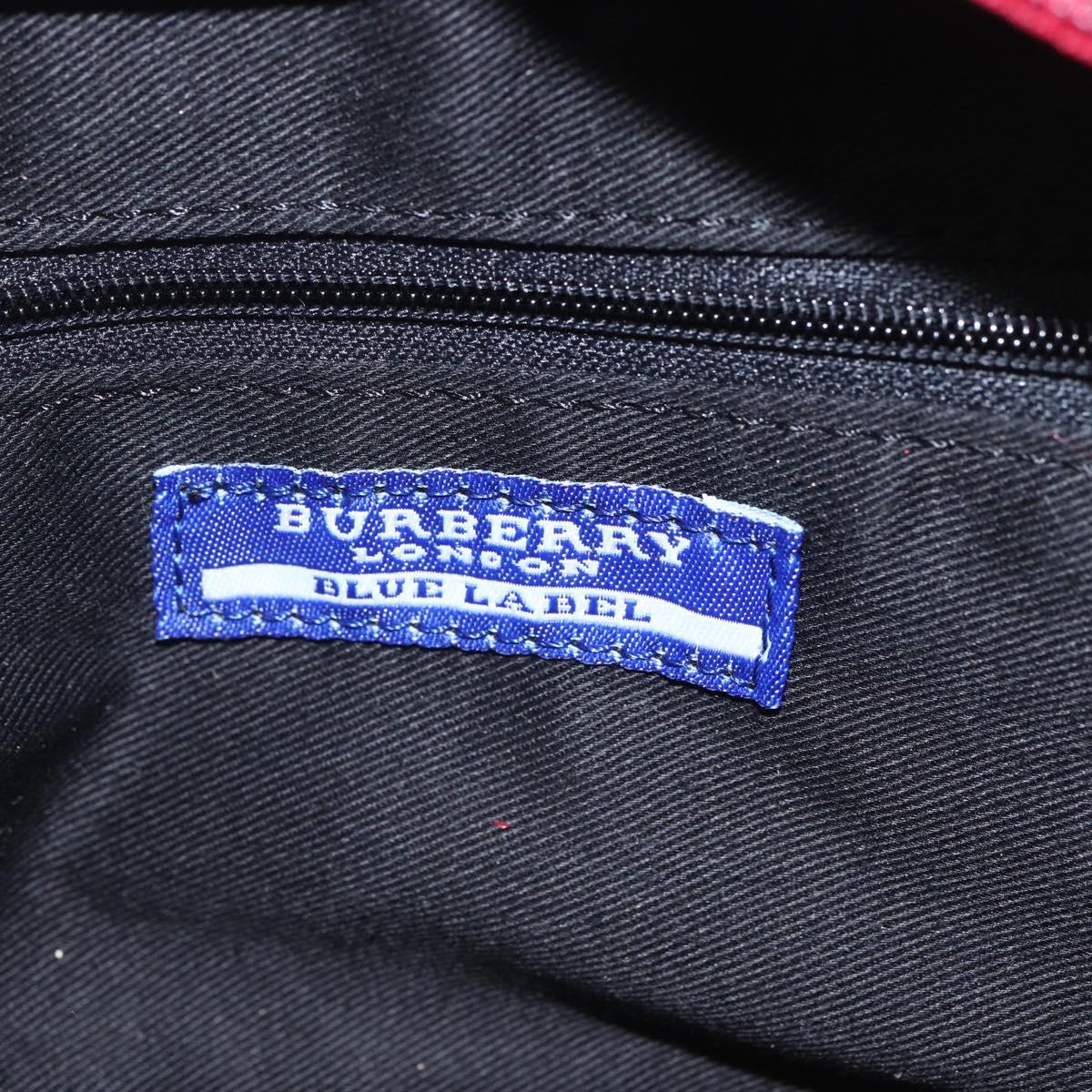 BURBERRY Nova Check Blue Label Shoulder Bag Nylon Red Silver Auth SW2039