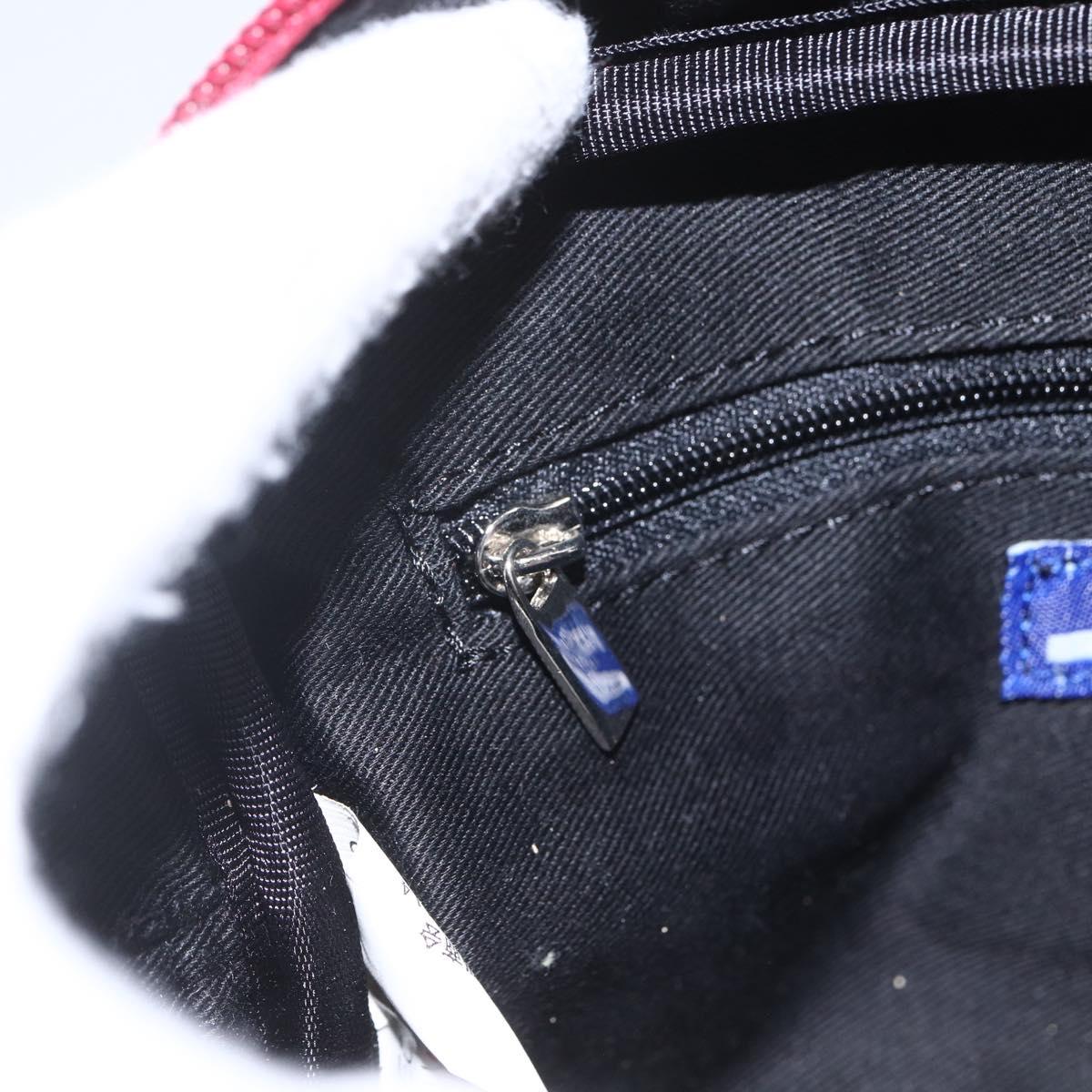 BURBERRY Nova Check Blue Label Shoulder Bag Nylon Red Silver Auth SW2039