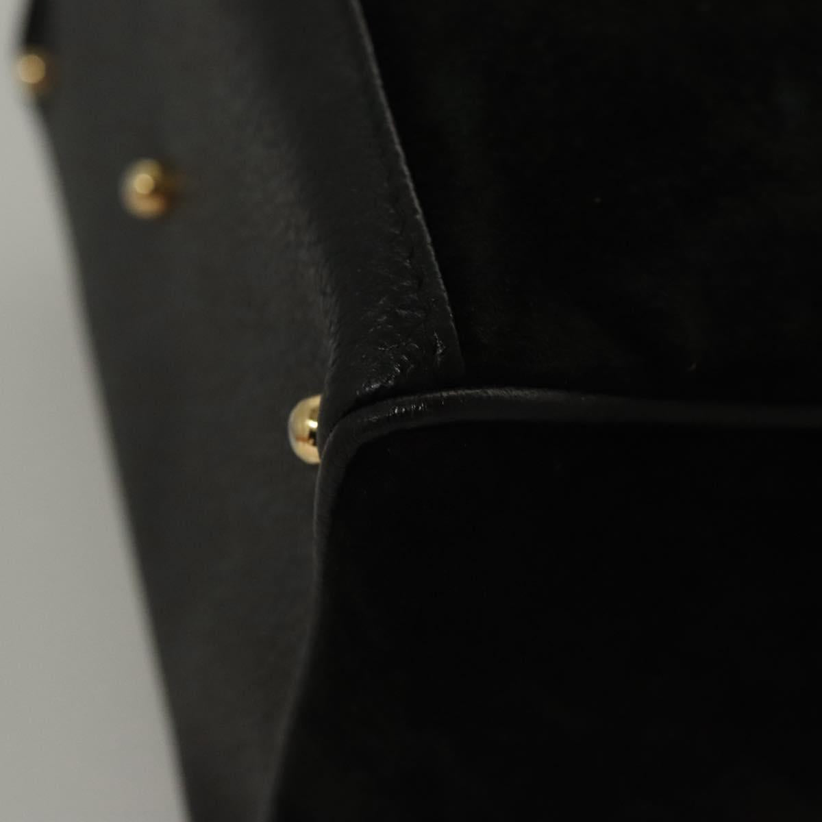 GUCCI Bamboo Hand Bag Suede 2way Black Gold 000 122 0316 Auth sw204