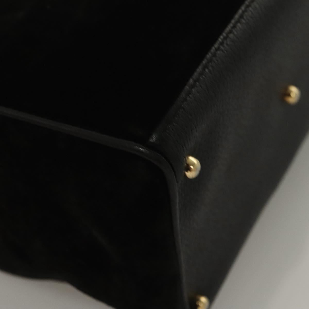 GUCCI Bamboo Hand Bag Suede 2way Black Gold 000 122 0316 Auth sw204