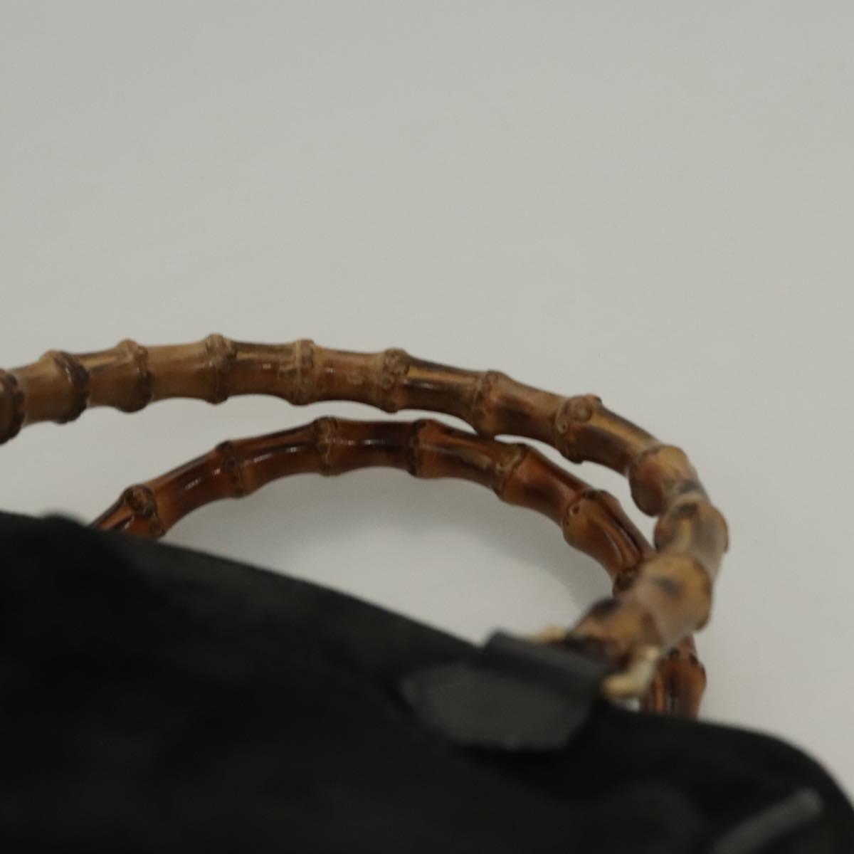 GUCCI Bamboo Hand Bag Suede 2way Black Gold 000 122 0316 Auth sw204