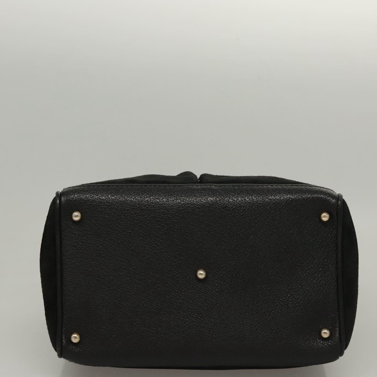 GUCCI Bamboo Hand Bag Suede 2way Black Gold 000 122 0316 Auth sw204