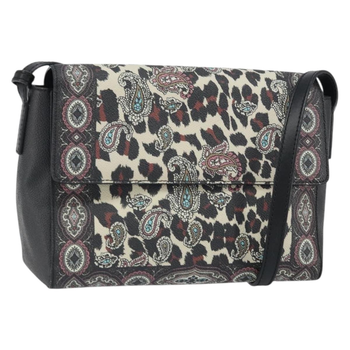 ETRO Paisley Shoulder Bag PVC Black Gold Auth SW2041