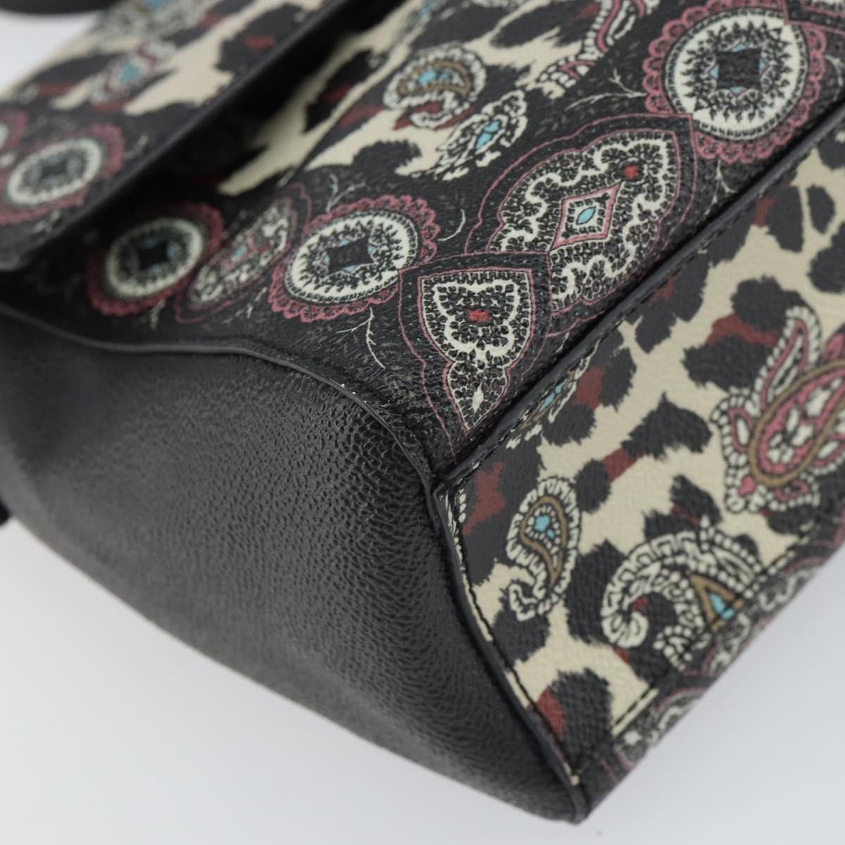 ETRO Paisley Shoulder Bag PVC Black Gold Auth SW2041