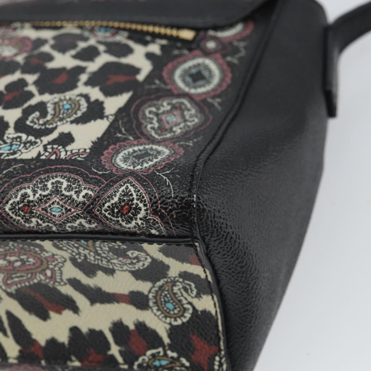ETRO Paisley Shoulder Bag PVC Black Gold Auth SW2041