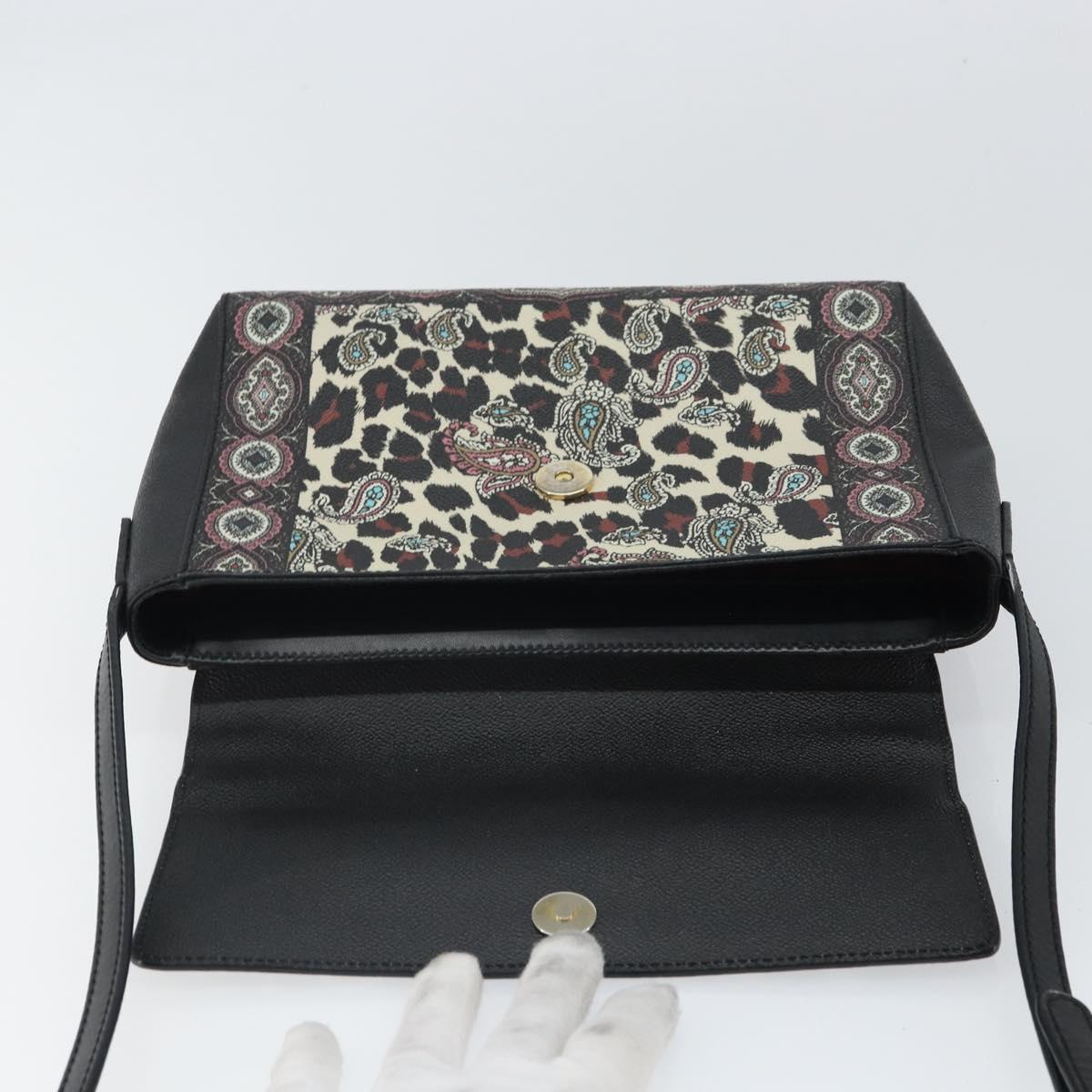 ETRO Paisley Shoulder Bag PVC Black Gold Auth SW2041