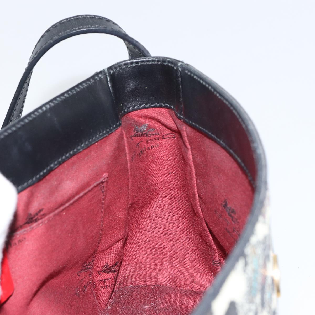 ETRO Paisley Shoulder Bag PVC Black Gold Auth SW2041