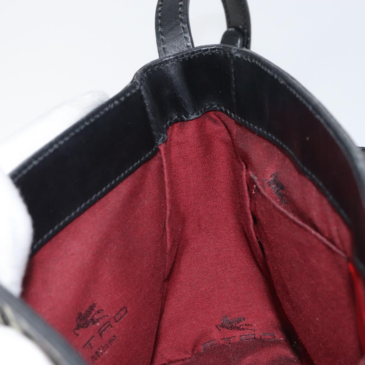 ETRO Paisley Shoulder Bag PVC Black Gold Auth SW2041