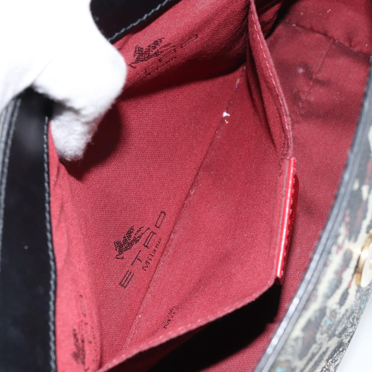 ETRO Paisley Shoulder Bag PVC Black Gold Auth SW2041