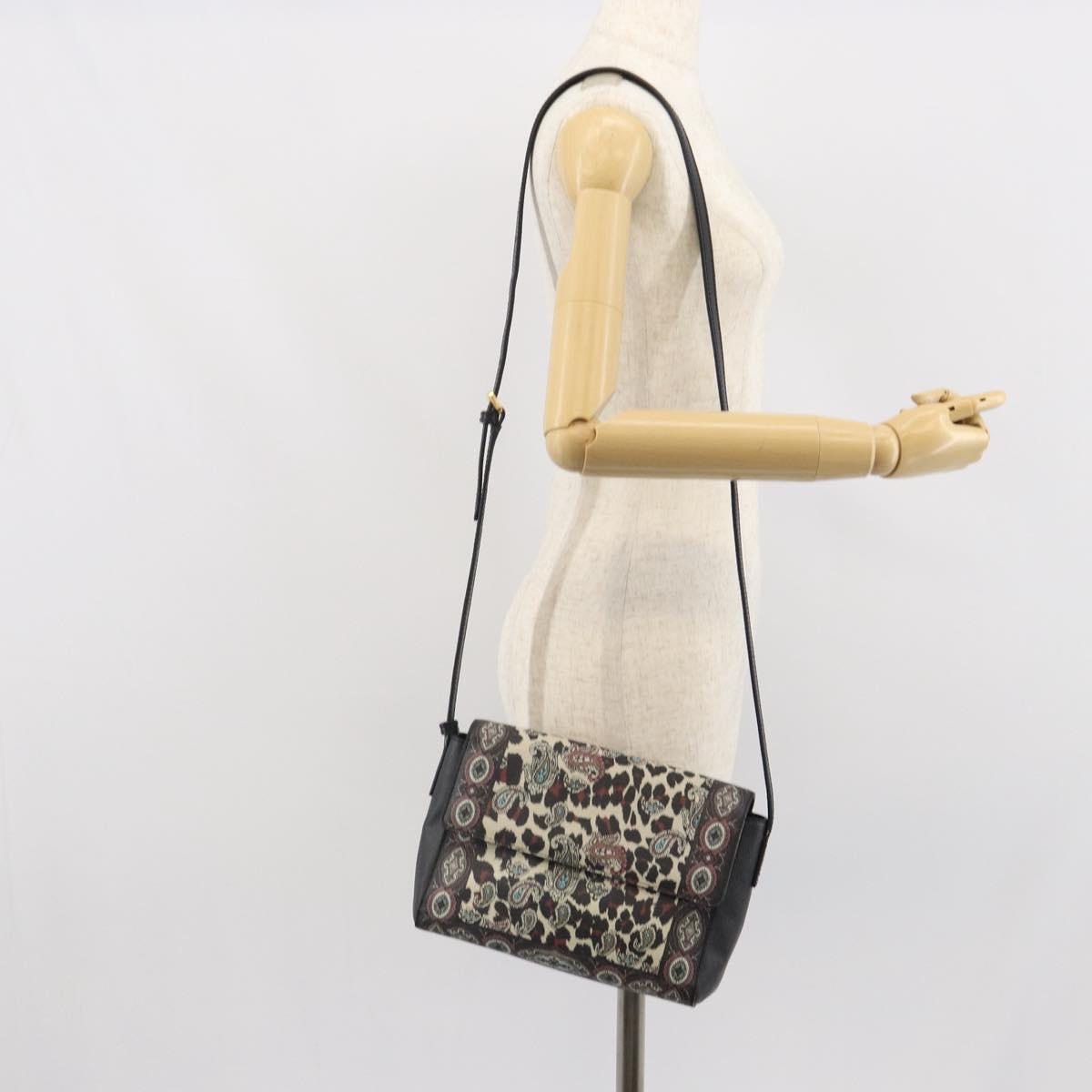 ETRO Paisley Shoulder Bag PVC Black Gold Auth SW2041