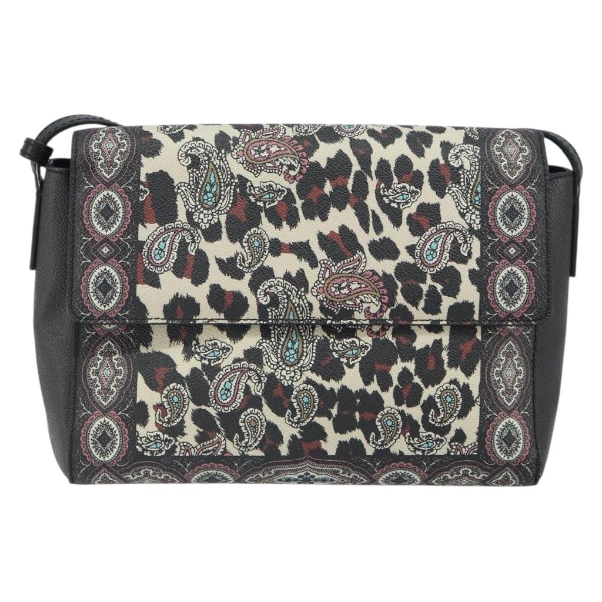 ETRO Paisley Shoulder Bag PVC Black Gold Auth SW2041
