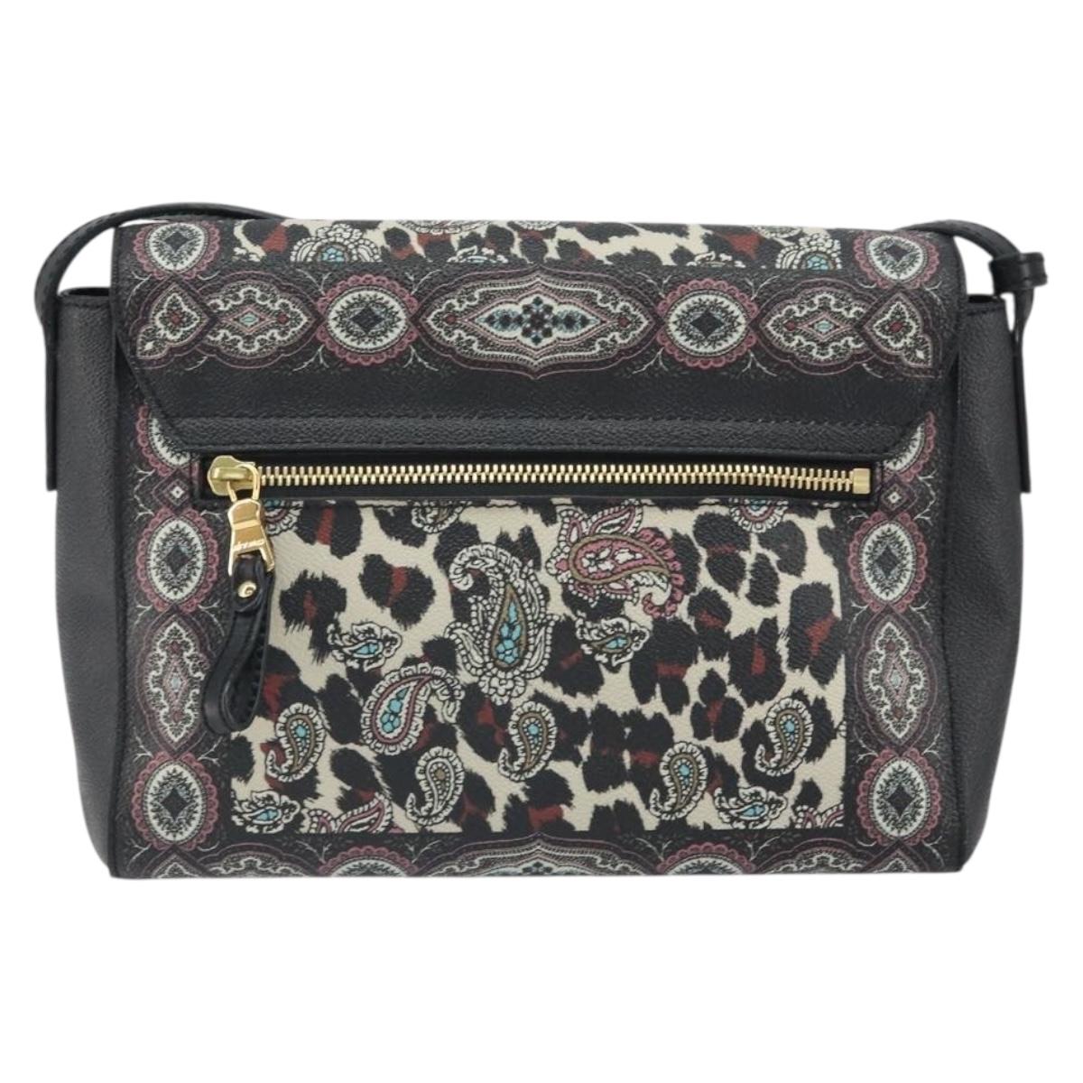 ETRO Paisley Shoulder Bag PVC Black Gold Auth SW2041