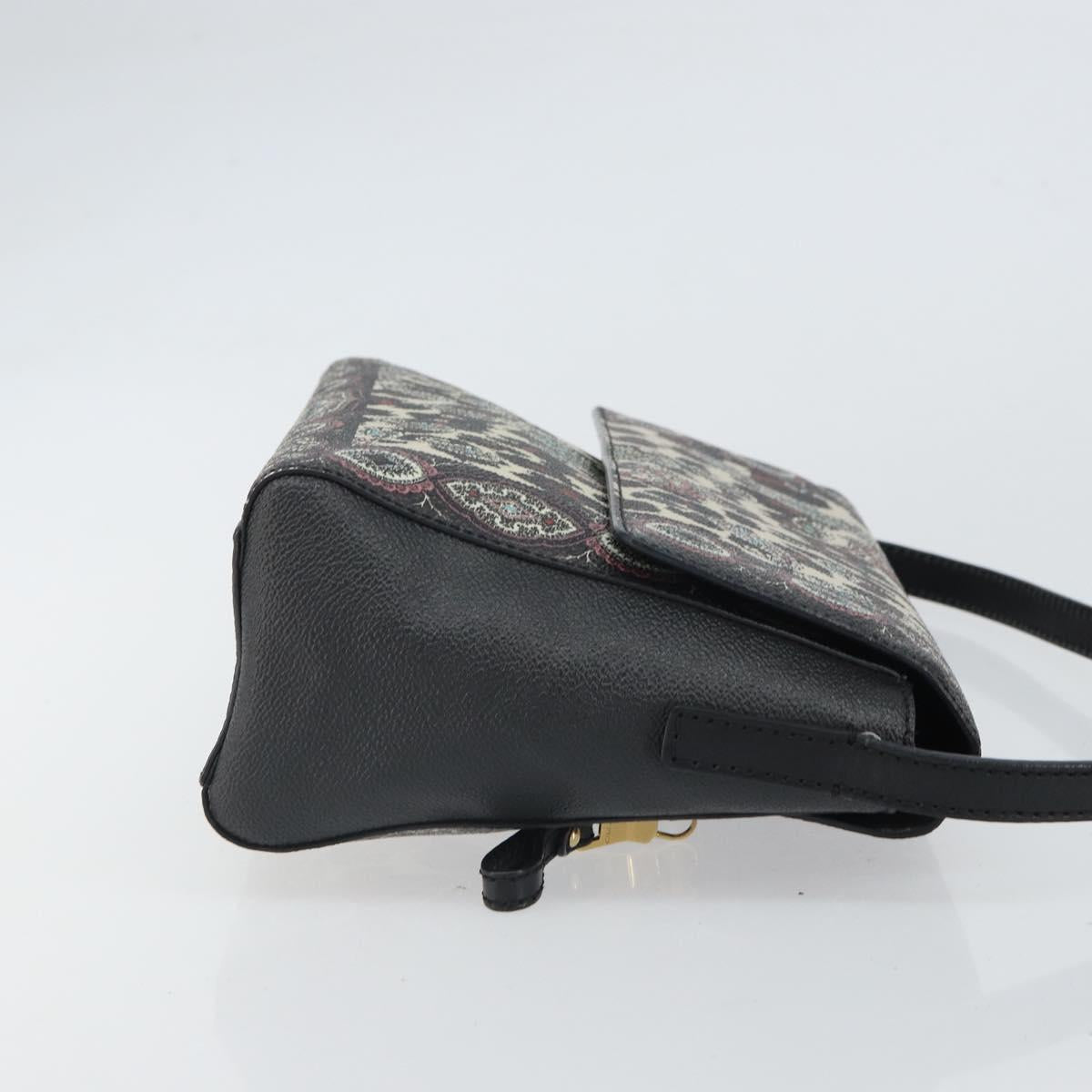 ETRO Paisley Shoulder Bag PVC Black Gold Auth SW2041