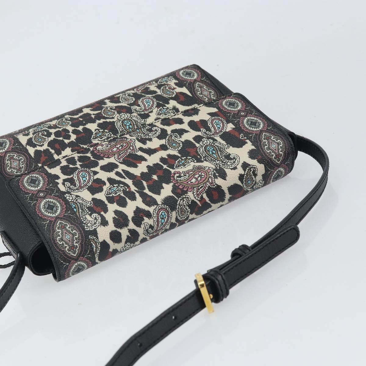 ETRO Paisley Shoulder Bag PVC Black Gold Auth SW2041