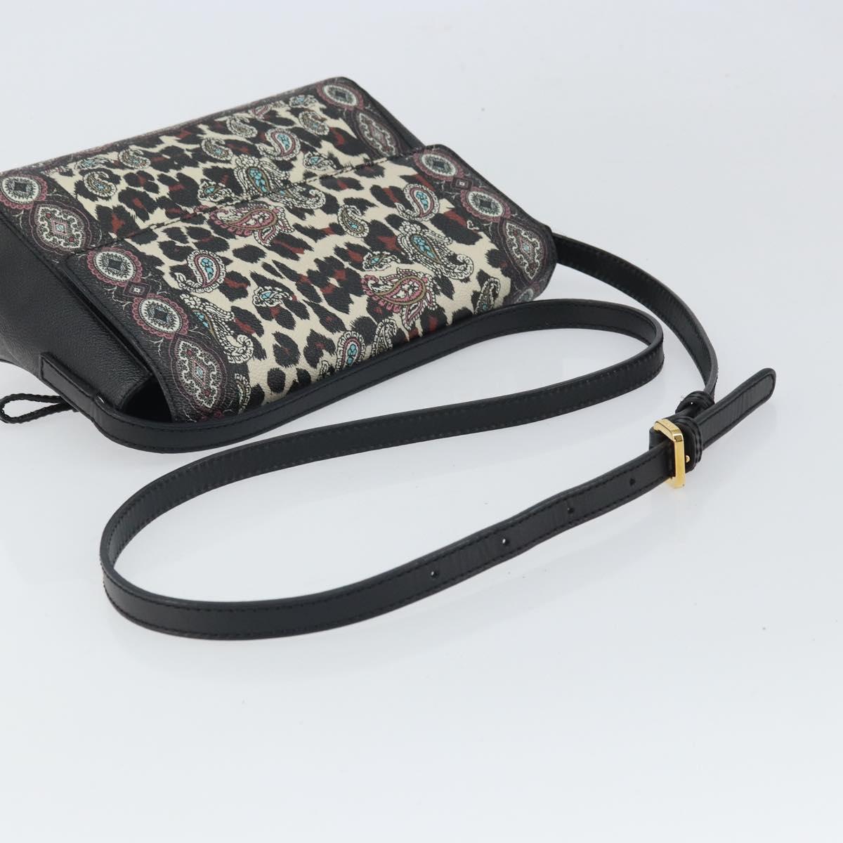 ETRO Paisley Shoulder Bag PVC Black Gold Auth SW2041