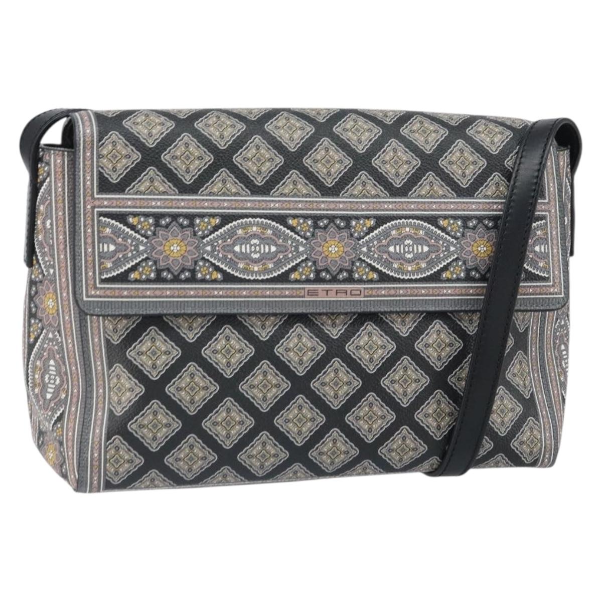 ETRO Paisley Shoulder Bag PVC Black Gold Auth SW2042