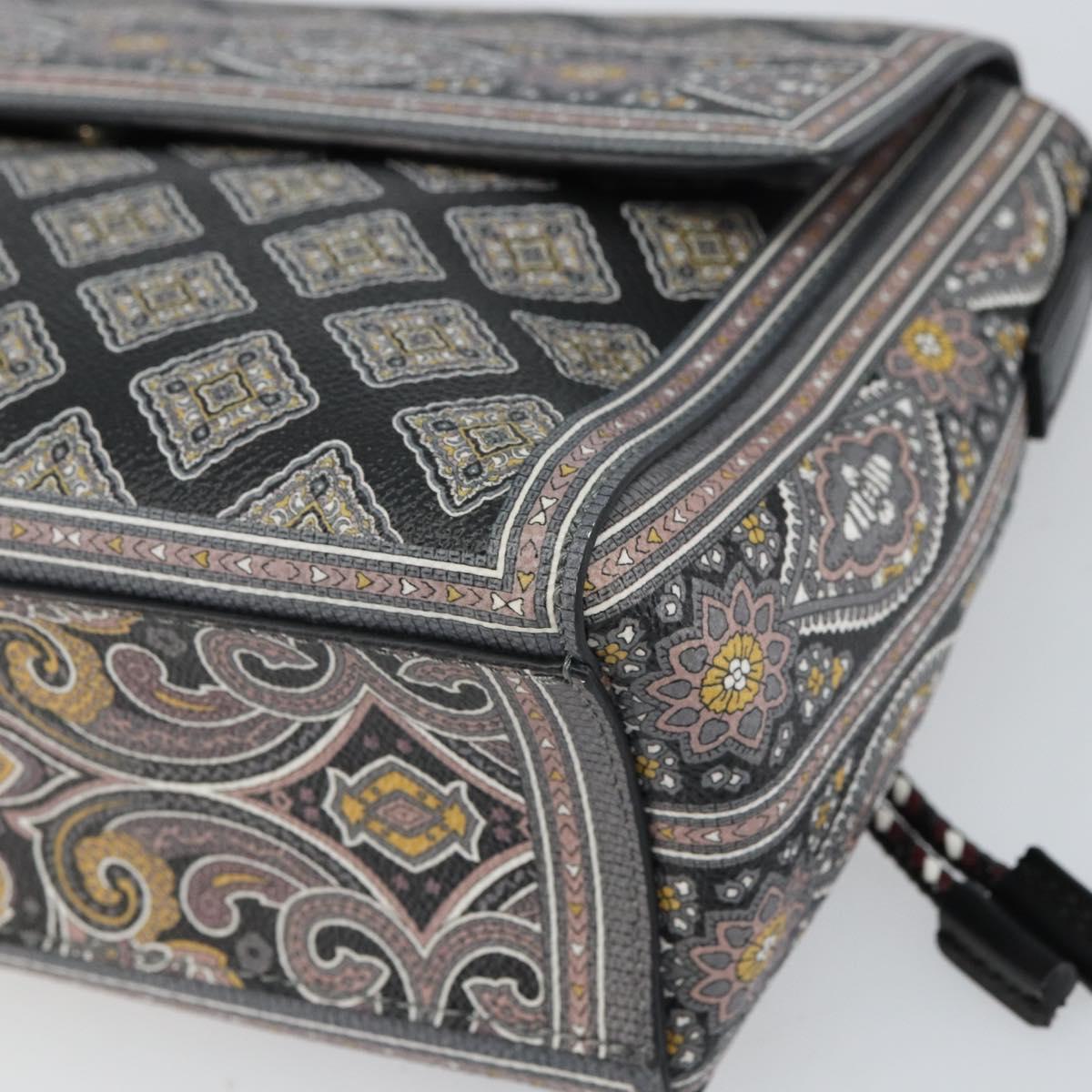 ETRO Paisley Shoulder Bag PVC Black Gold Auth SW2042