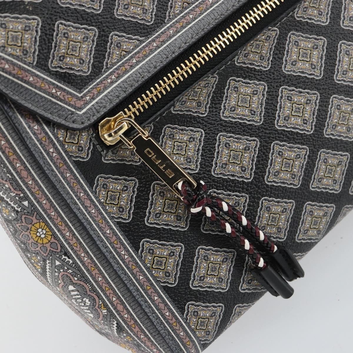 ETRO Paisley Shoulder Bag PVC Black Gold Auth SW2042