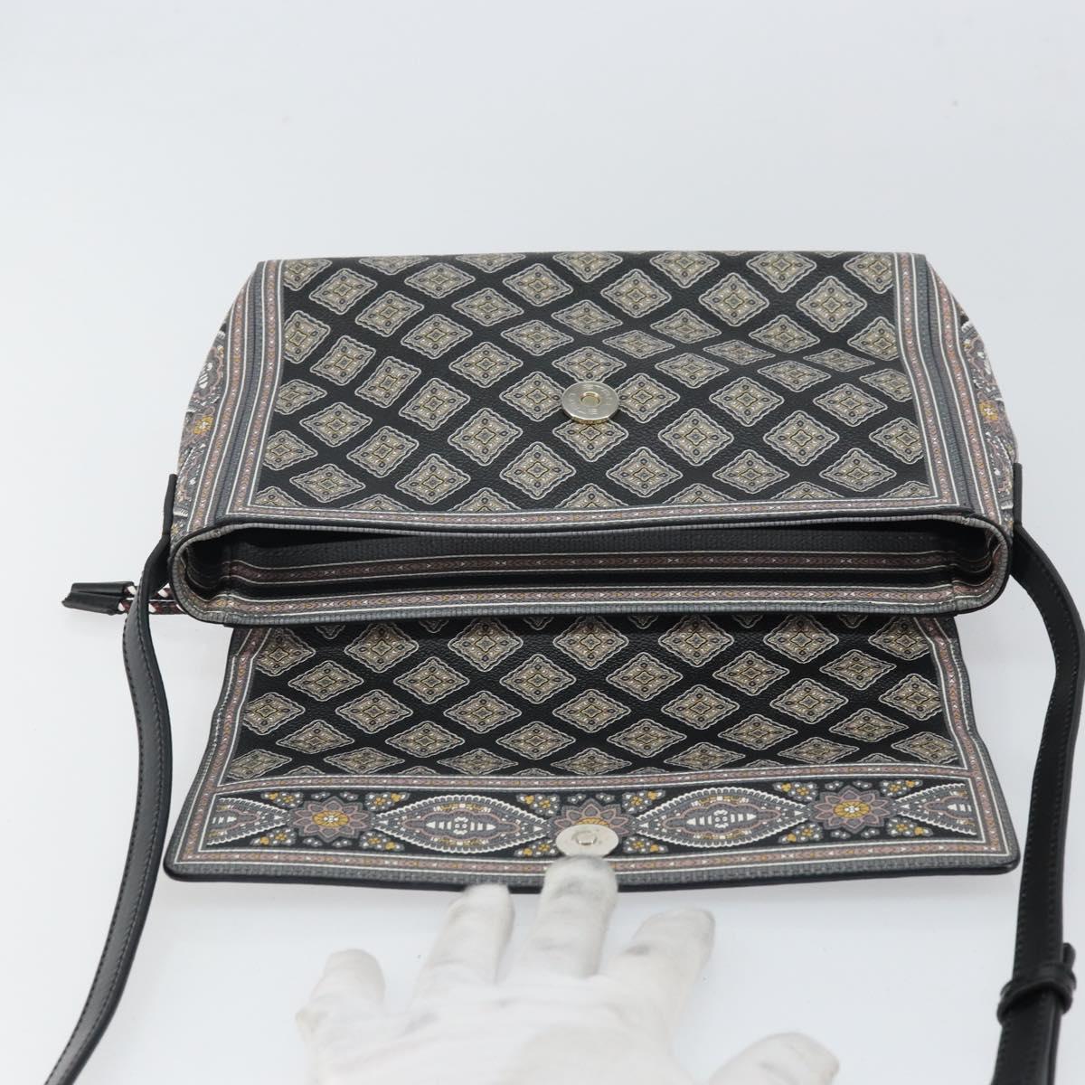 ETRO Paisley Shoulder Bag PVC Black Gold Auth SW2042